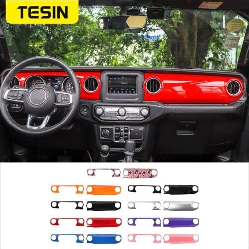 TESIN Car Center Console Decor Panel Cover For Jeep wrangler JL Co-Pilot Pannel Stickers For Jeep Gladiator JT 2018+ Accessories