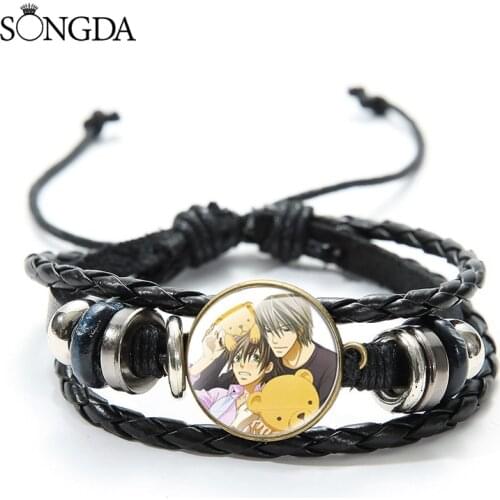 Japan Anime Junjou Romantica Leather Bracelet Art Photo Glass Dome Figure Chain Bangle For Women Men Jewelry Gift Accessories