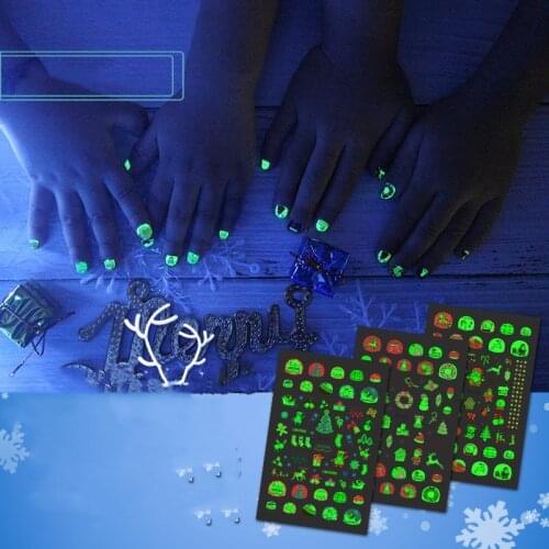 1 Sheet Christmas Snowflake 3D Nail Sticker Glow In Dark Patterns Nail Foil Transfer Decals Nail Art DIY Decor