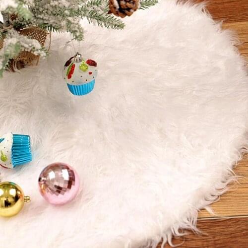 1PCS 78/90cm White Plush Christmas Tree Skirts Fur Carpet Merry Christmas Decoration For Home Tree Skirts New Year Decorations