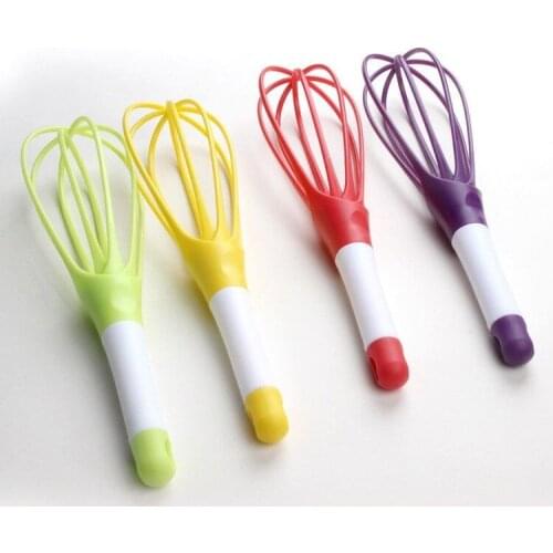 1 Pc Rotatable Home Cooking Eggs Tools Kitchen Plastic Multi-functional Egg Whisk Easy Storage Hand Mixer Beater 5 Colors