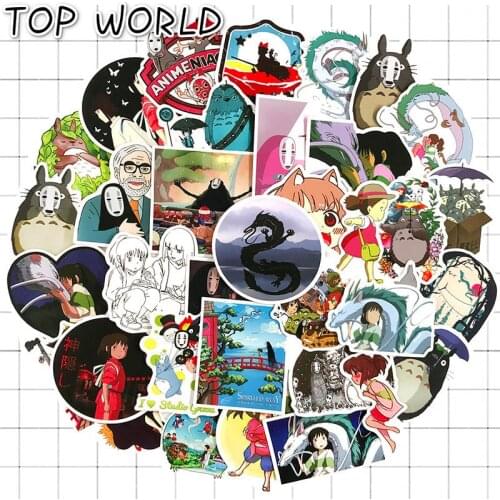 10/50 pcs/set Hayao Miyazaki Cartoon Stickers Spirited Awa For Laptop Skateboard Luggage Scrapbook Graffiti Kid Toys Fob
