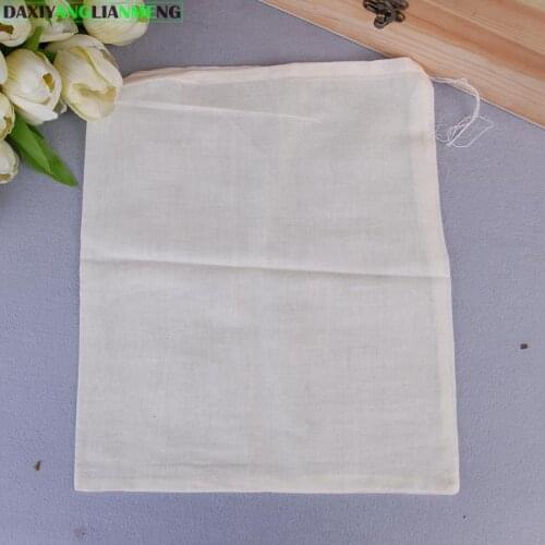 10pcs/lot 25x30cm 60 density hand made cotton drawstring filter bag Gunny Bale (Hessian Cloth Bag) water boil bag