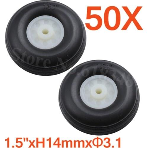100pcs 1.5"/ 38mm Rubber Tail Wheel PU Nylon Hub Thickness:14mm Axle hole: 3.1mm RC Remote Control Airplane Parts Replacement