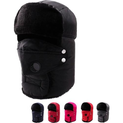 2019 Warm Hat 1PCS Men Women Aviator Bomber Faux Fur Ear Flap Hat Cap Winter Ski Trooper Trapper Cotton Solid Color Lei Feng Cap