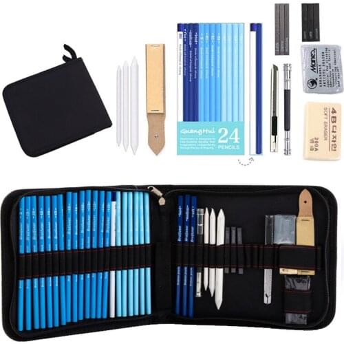 39pcs Professional Sketch Pencil Set Professional Sketching Drawing Kit Wood Pencil Bags For School Students Art Supplies