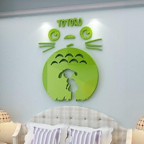 Big belly Totoro 3D acrylic three-dimensional wall stickers Childrens room Ornament Bedroom cartoon wall stickers