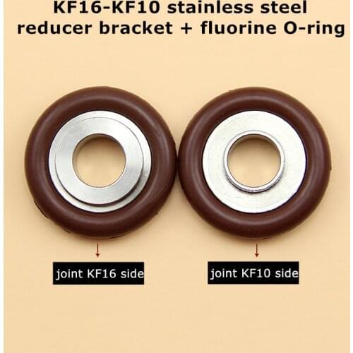 5Pcs 304 Stainless Steel KF16 to KF10 Center Bracket + Fluorine O-ring for Vacuum Flange Pipe Fittings Joint Connector