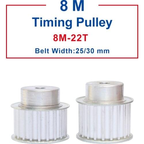 8M 22T Timing Pulley Process Hole 10 mm Teeth Pitch 8 mm Aluminum Pulley Wheel Slot Width 27/32 mm For 25/30 mm 8M Timing Belt