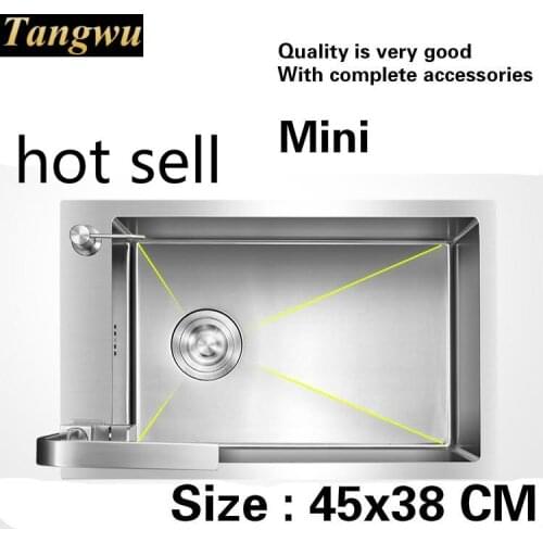 Free shipping Luxurious apartment small kitchen manual sink single trough do the dishes 304 stainless steel hot sell 45x38 CM