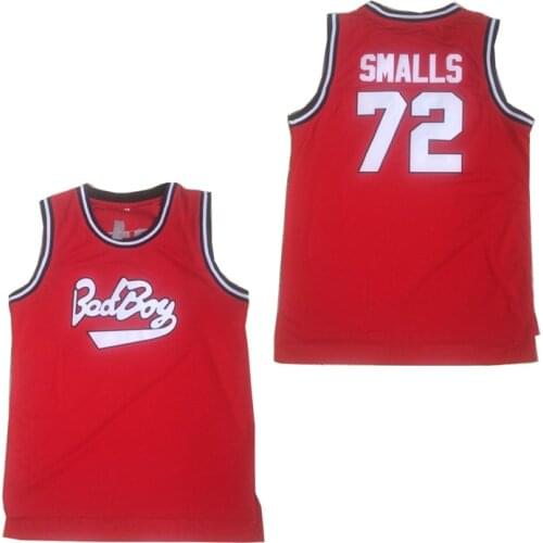 BG basketball jerseys bad boy 72 SMALLS jersey Embroidery sewing Outdoor sportswear Hip-hop movie jersey RED2020 summer