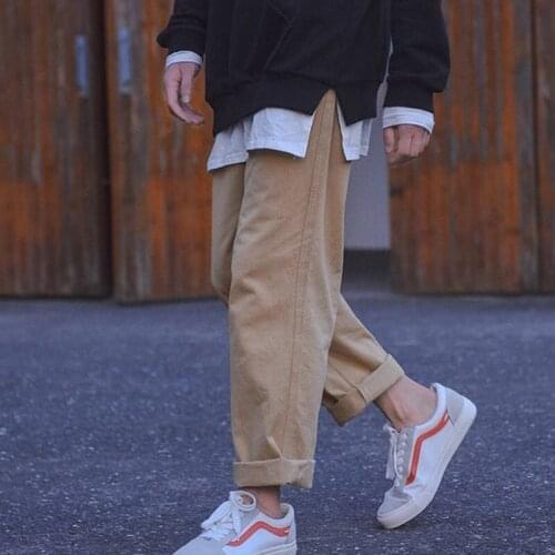 Cargo pants Mens Spring Sports Pants Fashion Capri Straight Loose Casual Pants Men Japan Style High Street Ankle-Length Pants