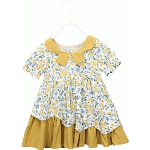 Kids Baby Girl Flower Dress Princess Party Summer Short Sleeve Dress for 1-6 Years Old Girls