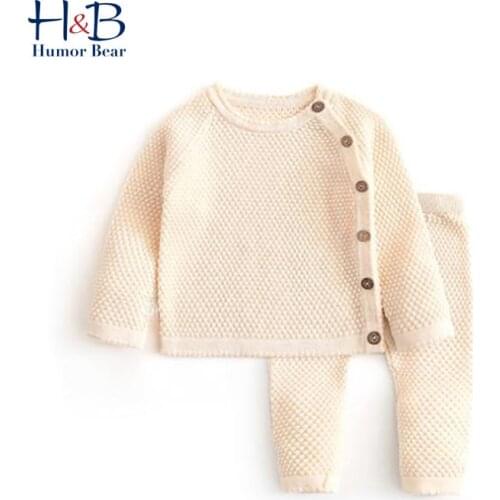 Humor Bear Baby Girl Clothes Set Autumn Winter Long Sleeve Tops + Pants 2Pcs Outfits Newborn Warm Clothes Toddler for 3-24M