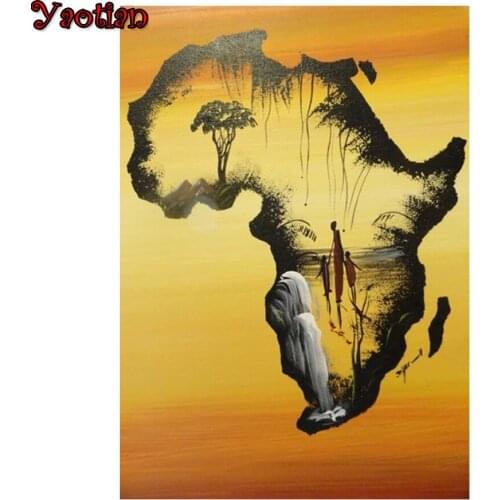 Diy Diamond Painting Full Square/Round Rose 5D Africa Art Map Scenery Diamond Embroidery Mosaic Rhinestone Home Decor