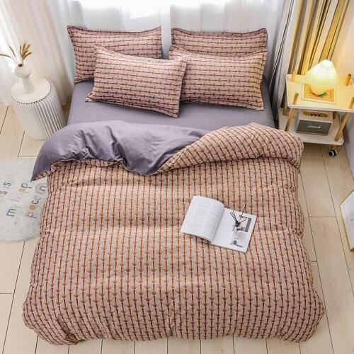 Nordic Stripe Bedding Set Duvet Cover Queen Single Double King 240x220 Simple Bed Linens Bed Sheet Pillowcase Floral Bedclothes