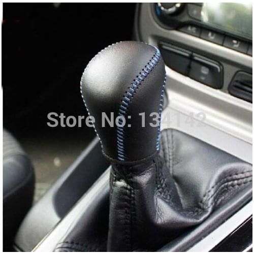 Leather MT Manual Gear Shift Knobs Cover Head Trim For FOR FORD FOCUS 2012-2014