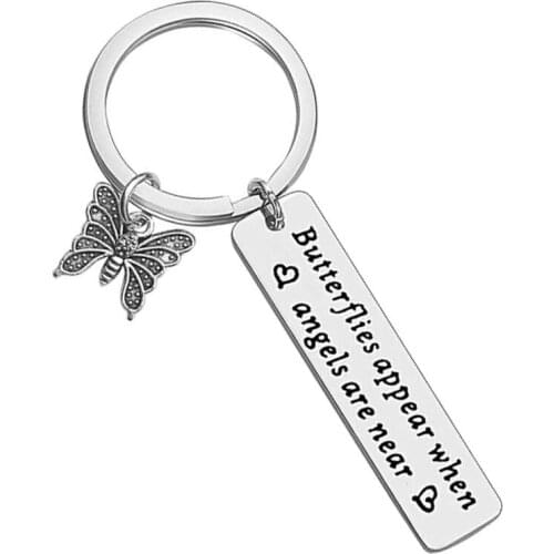 Metal Butterfly Memorial Keychain Sympathy Gift Butterflies Appear When Angels Are Near Keychain Loss Of a Loved One Bereavement