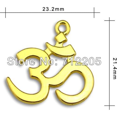 Fashion antique bronze plated 50pcs 1 lot sign inscribe Om sanskrit yoga religious charms(H106853)