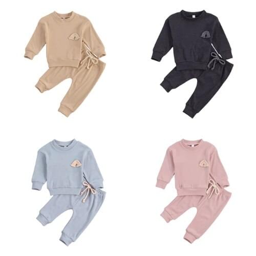 0-24M Sweet Infant Baby Girl Clothing Lace Ruffle Long Sleeve Romper +Long Pants Autumn Outfits Set 2021 New