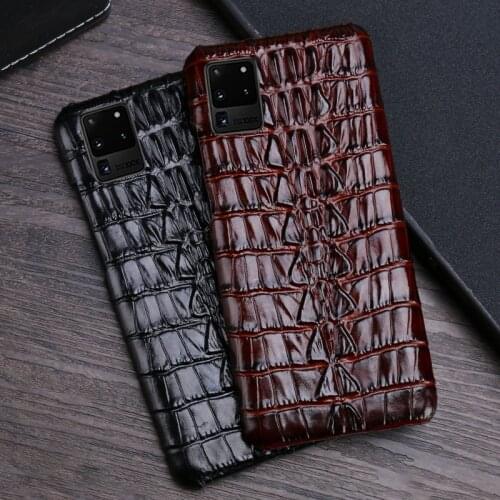 Genuine Leather for samsung A70 A40 S9 S10 Note 10 S6 S7 edge Plus Cowhide phone case s20ultra case half pack crocodile trunk