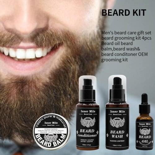 Natural Beard Grooming Kit For Men Fragrant Healthy Growth Serum Beard Care Kit