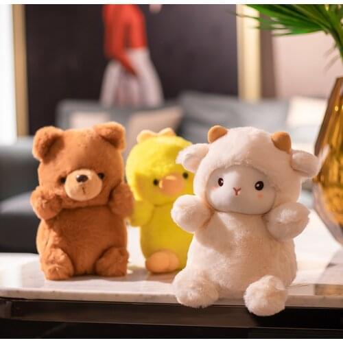 New 23cm Four Styles Soft Kawaii Animal Plush Toys Cute Stuffed Teddy Bear Elephant Chicken Lamb Sheep Doll Pillow For Kids Gift