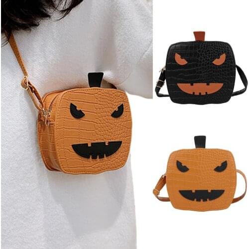 Newest Female Fanny Crossbody Handbag Halloween Devil Pumpkin Shaped Fashion Wild Fantastic Shoulder Bag with Chain Strap