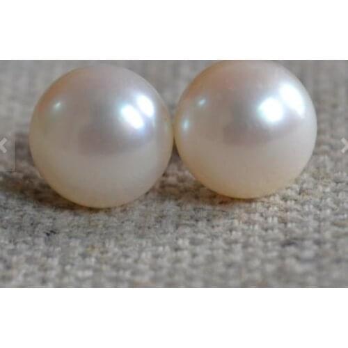 New Arrival Real Pearl Earrings AAA 9-9.5MM Ivory Freshwater Pearl S925 Sterling Silver Stud Jewelry Perfect Wedding Girl Gift
