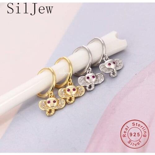 New 100% 925 Sterling Silver Luxury Cute Lucky Elephant Punk Small Hoop Earrings for Women Fine Jewelry Accessories Gift