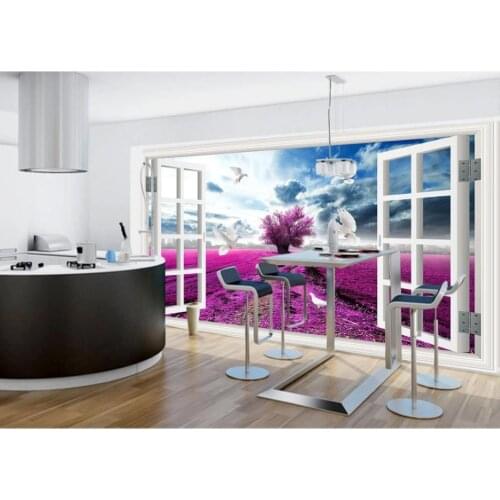 Wallpaper for walls 3 d for living room Lavender flower sea 3D TV background wall background painting