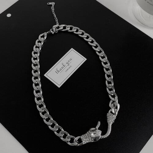 Punk Snake Pendant Choker Necklaces For Women Girls Hip Hop Titanium Steel Animal Serpentine Necklace Fashion Jewelry Gifts