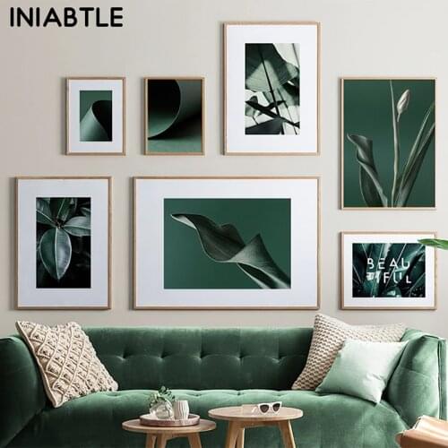 Green Plant Leaf Poster Abstract Canvas Painting Color Lump Print Nordic Modern Wall Art Picture For Living Room Home Decortion