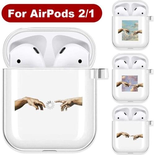 Renaissance Art Aesthetic Hands Clear Airpods Case for Funda Airpods 2/1 Cover Van Gogh Art Oil Painting Soft TPU Case Coque