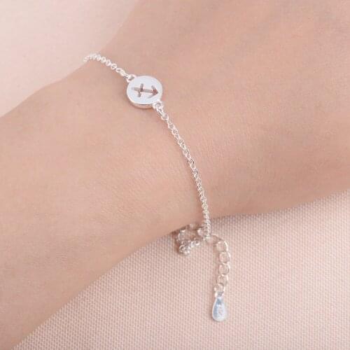Shuangshuo Sagittarius Women Bracelets Signs Zodiac Constellation Bracelet homme Horoscope Astrology Disc Anchor Bracelet SL057