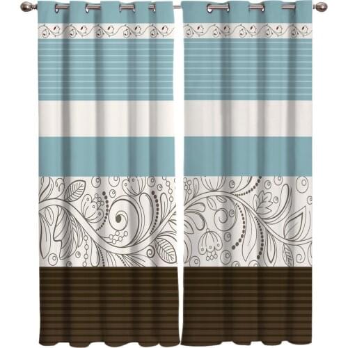 Vintage Flower Pattern Blue Curtains For Window Treatment Drapes Window Curtains For Living Room Bedroom Kids Room Home Decor