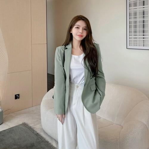 High Quality Fashion Spring Autumn Women Work Wear Green Suit Coat Slim Commuter Formal Professional Suit Shooting