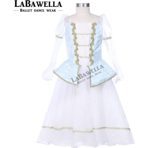 Women light blue classical ballet long tutu dress romantic professional dance tutu costume BT9253