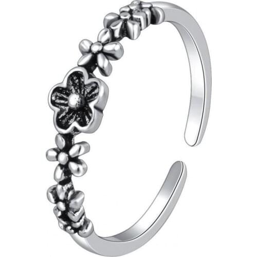 Female Ring Retro Style Skin-friendly Flower Design Rust Proof Opening Simple Knuckle Sturdy Girls Finger Rings for Women