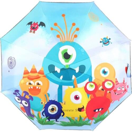 Fully automatic safety childrens umbrella cartoon custom primary school kindergarten children cute folding boy school umbrella