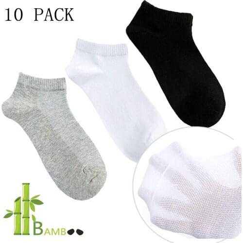 10 Packs Bamboo Fiber Socks Men Breathable Mesh Summer Ankle Sock Gifts For Boyfriend Husband Ultra Thin Black Dress Socken Man