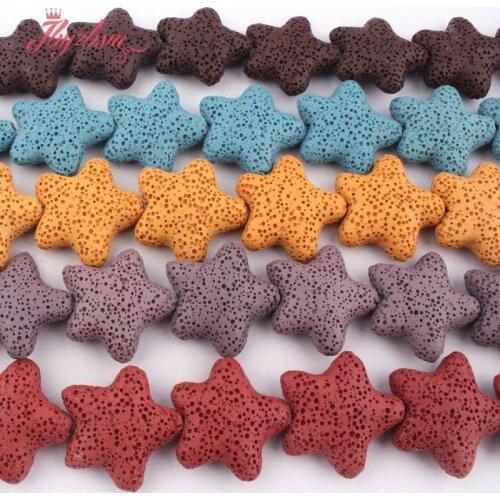 25mm Smooth Star Shape Lava Rock Natural Stone Beads Spacer For DIY Necklace Bracelat Earrings Jewelry Making 15" Free Shipping