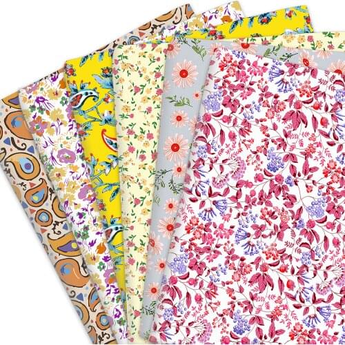 50*145cm Paisley Flower Floral 100% Pure Or Polyester Cotton Or Knit Material Patchwork Sewing Fabric Quilt Needlework DIY Cloth