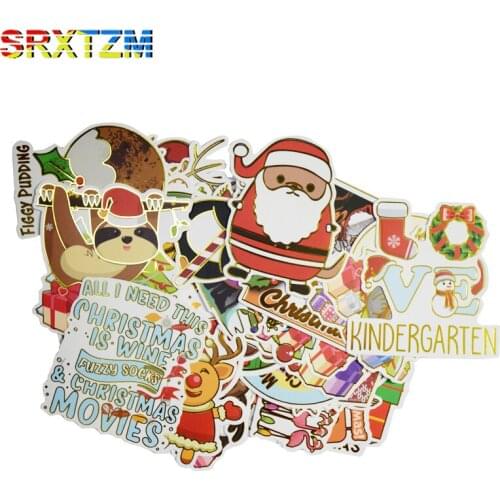 52pcs Holiday Gift Christmas Decoration Stationery Sticker Diy Diary Scrapbooking Label Sticker Stationery Car Sticker