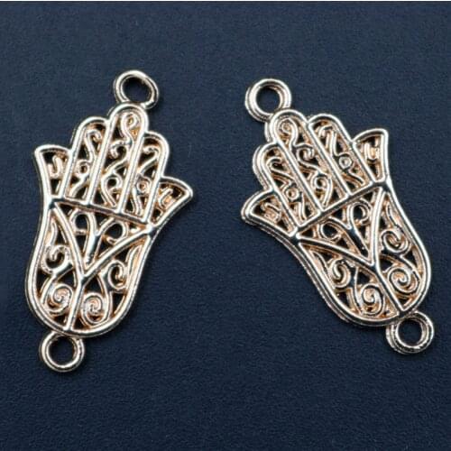 WKOUD 8pcs UC Plating Kc Golden Gods Hands Charm Vintage Necklace Bracelet DIY Metal Jewelry Alloy Connectors A1653