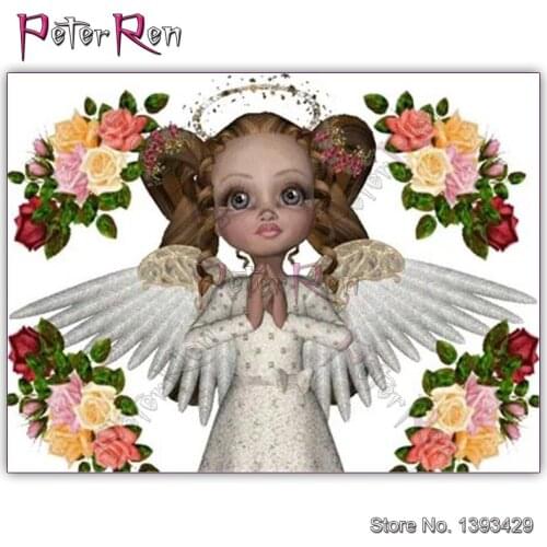 Diamond Painting Cartoon angel girl rose 5d Square\Round Crystal mosaic Picture Of Rhinestone Full Diamond Embroidery Home Decor