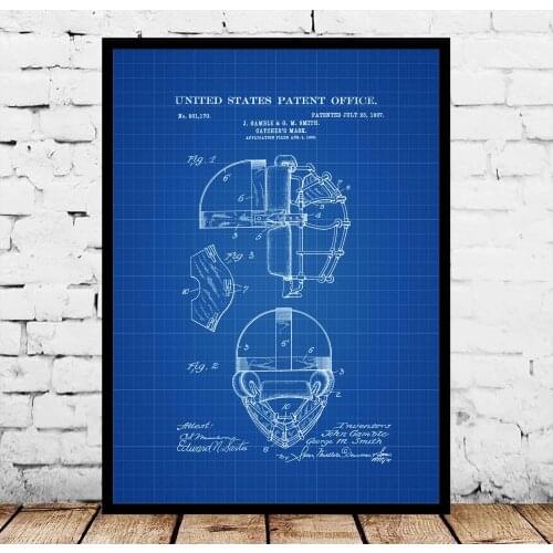 Baseball Catchers Mask Patent Blueprint Poster
