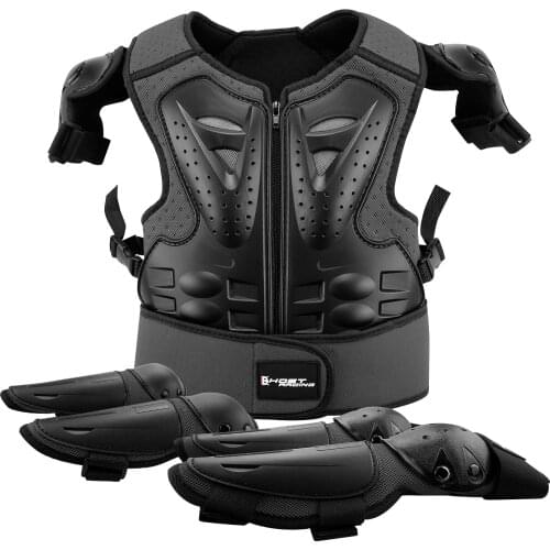 Children 5-13 years old body chest spine protector protective vest with shoulder strap knee protection arm protection motorcycle