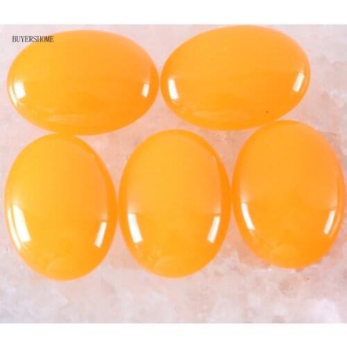 For Jewelry Making Necklace Pendant Bracelet Earrings 18x25MM&15x20MM Oval Natural Stone Bead Yellow Jad CAB Cabochon 5Pcs K553