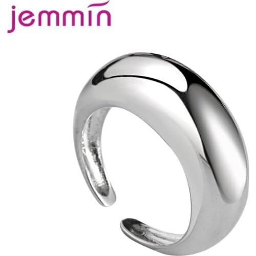 Wholesale 925 Sterling Silver Smooth Opening Ring Simple Geometric Cambered Finger Ring For Women Men Jewelry Minimalist Gift